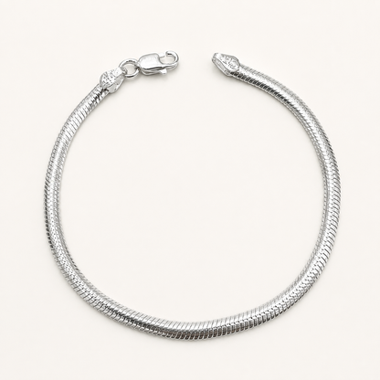Silver Flat Snake Chain Bracelet