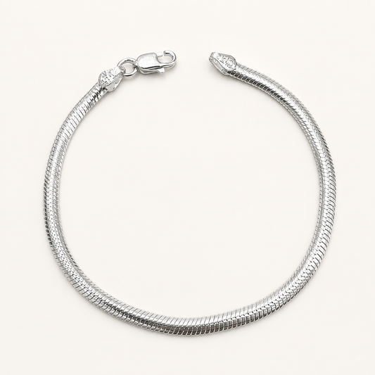 Silver Flat Snake Chain Bracelet