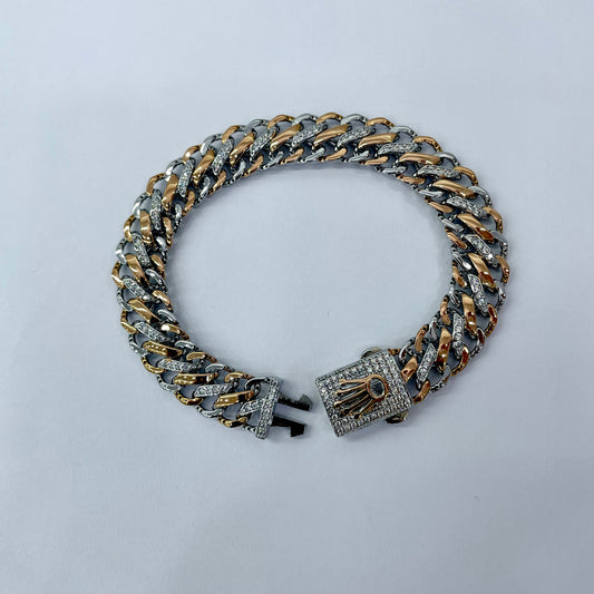 Silver Men Rose Gold Bracelet