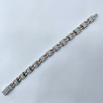 Silver Men Rose Gold Bracelet