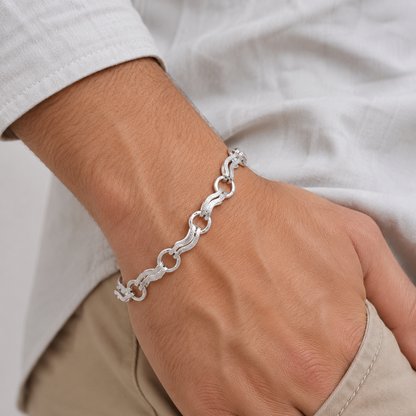 Silver Men Stylish Link Bracelet