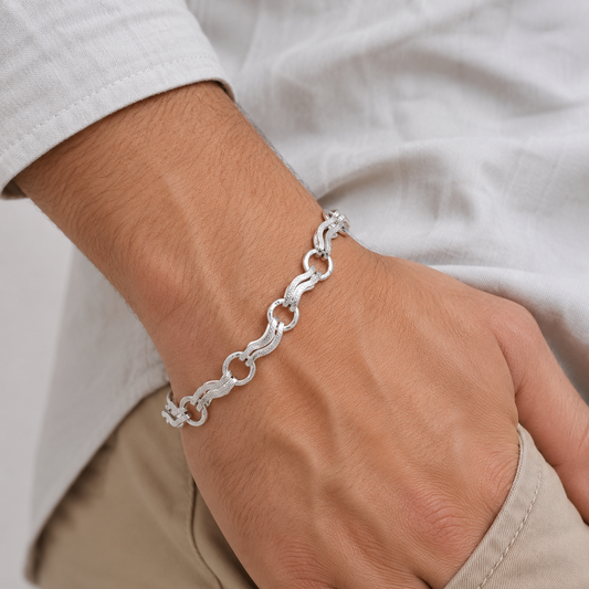 Silver Men Stylish Link Bracelet