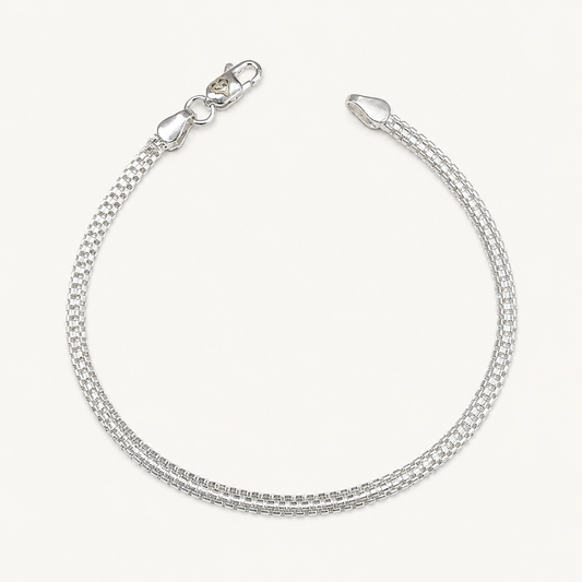 Silver Double Box Minimal Bracelet