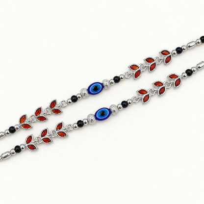 Silver 6.75 inch Evil Eye Kids Anklet