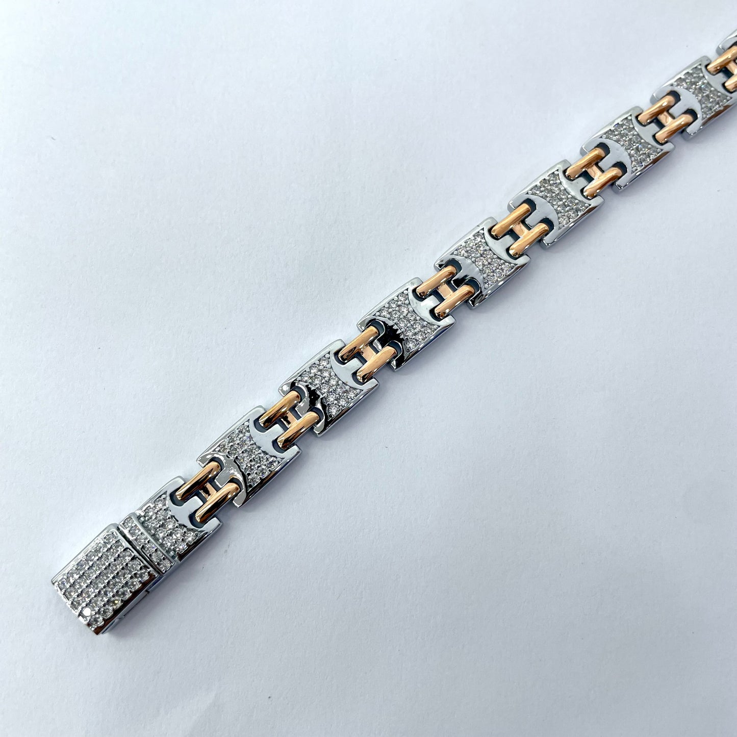 Silver Men Rose Gold Bracelet
