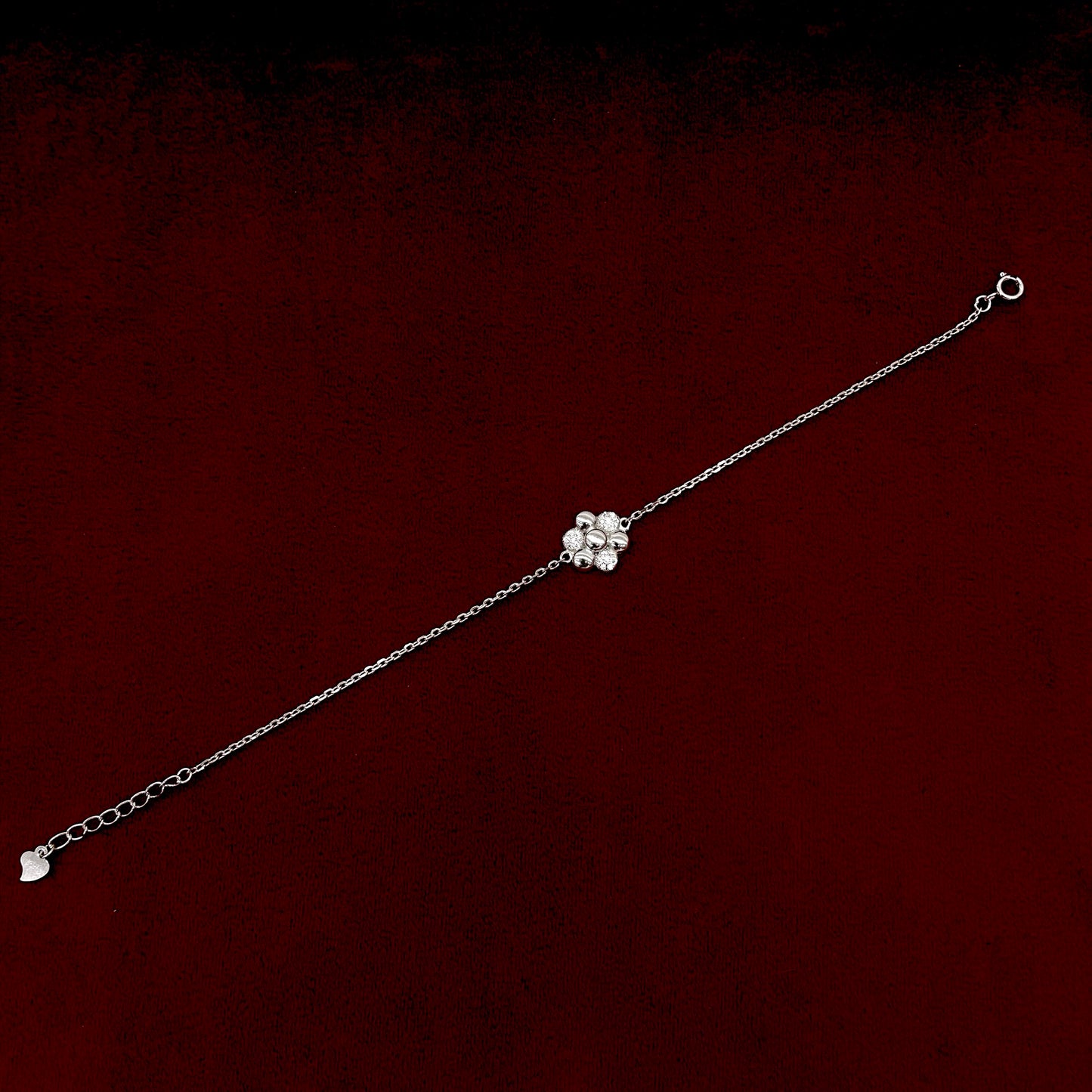 Pure 92.5 Silver Flower Bracelet