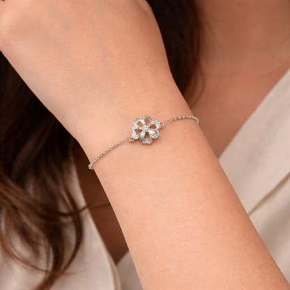 Pure 92.5 Silver Flower Bracelet