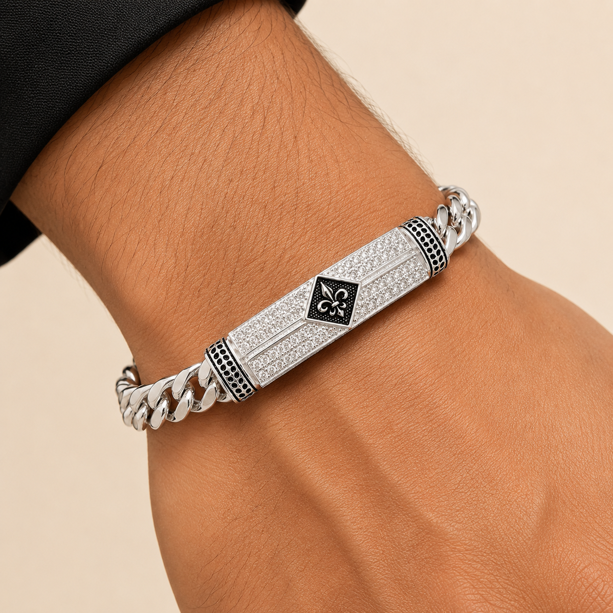 Silver Men Designer Cuban Bracelet