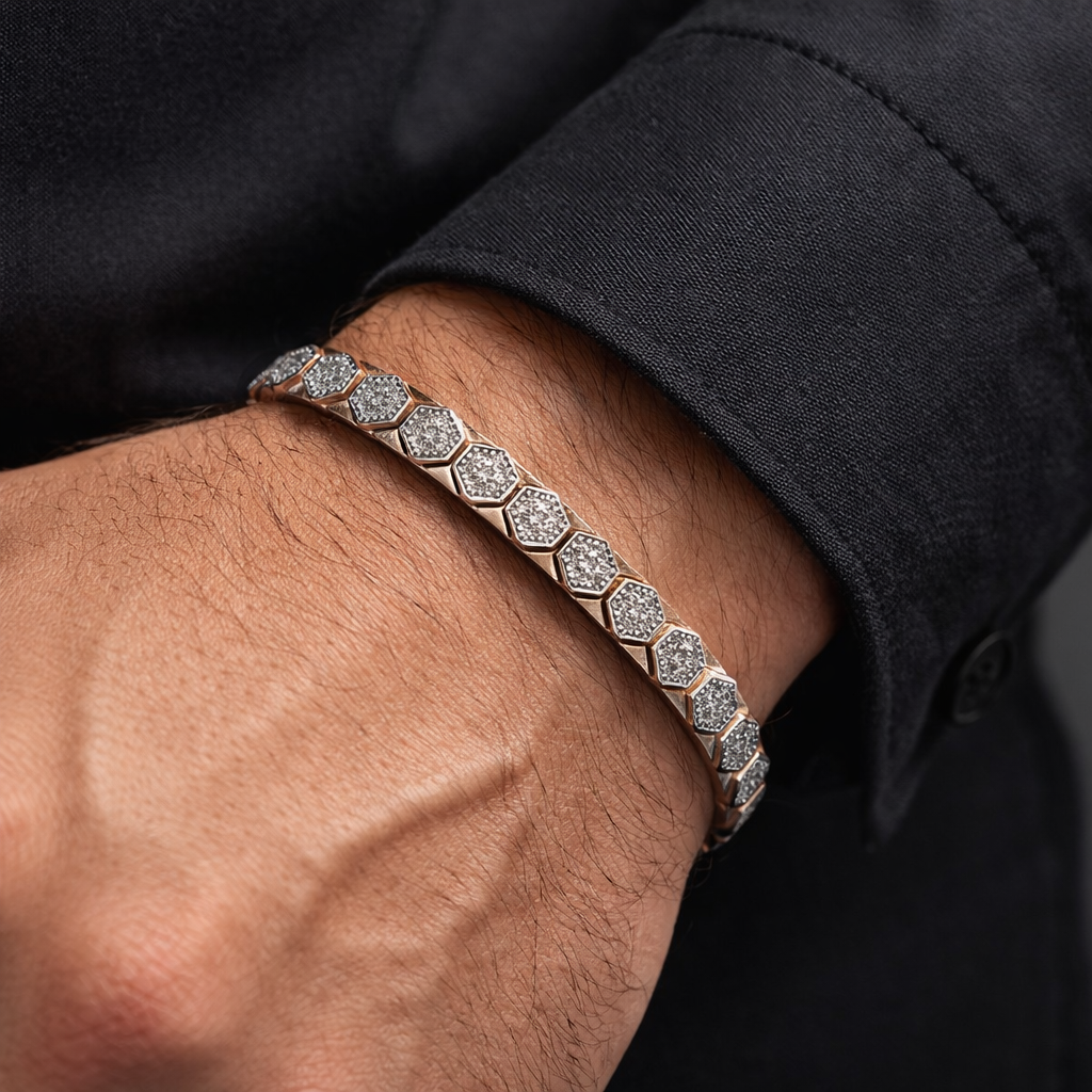 Silver Men Rose Gold Bracelet smart