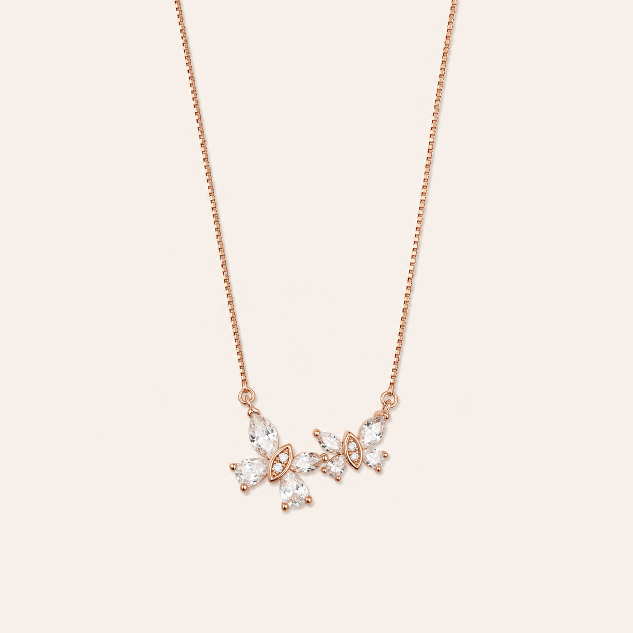 925 Silver Rose Gold CZ Butterfly Chain-Pendant