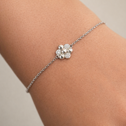 Pure 92.5 Silver Flower Bracelet