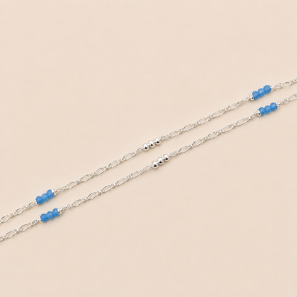 Silver Stylish Sky Blue and Red Beads Anklet for Modern Women