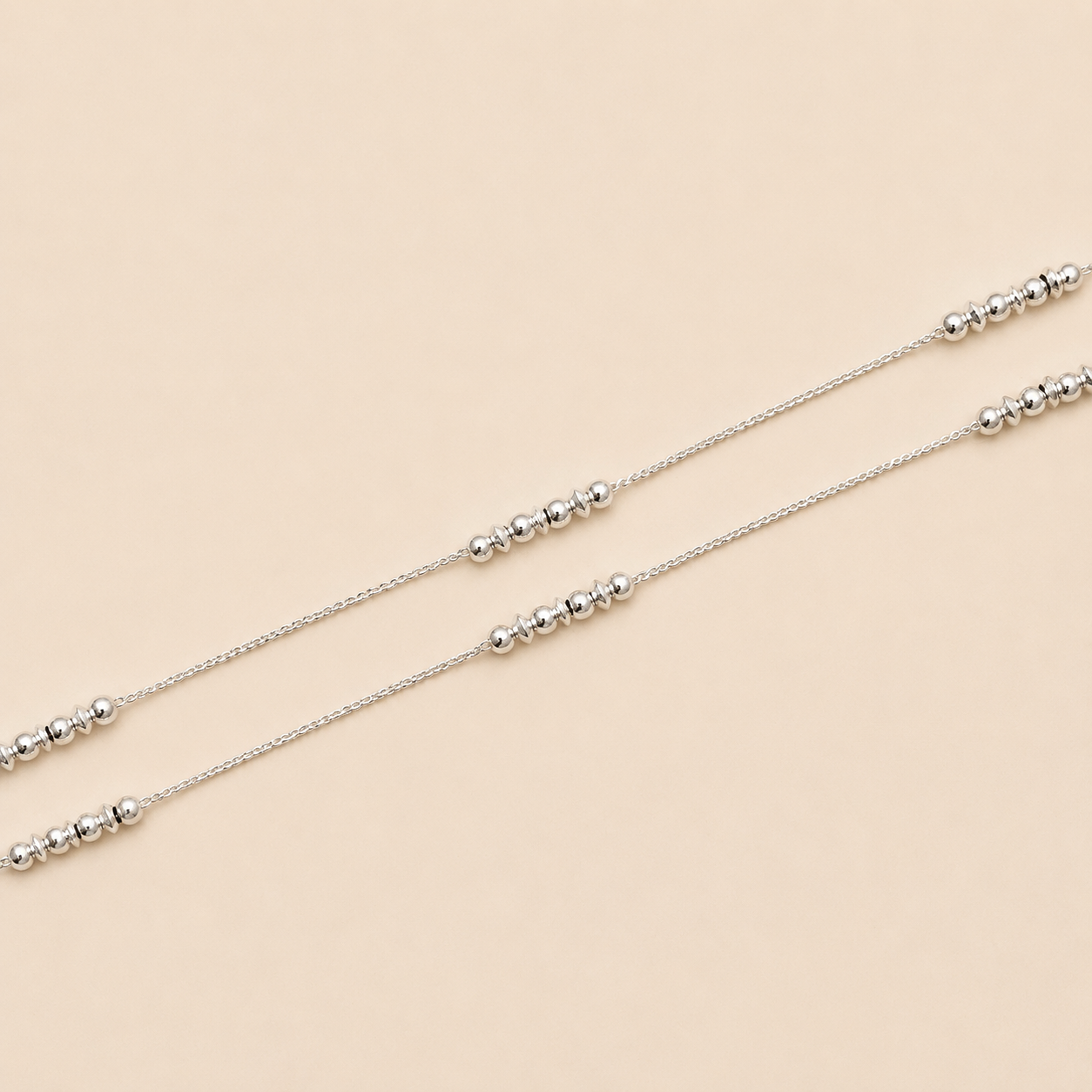 Silver Minimal Designer Anklet With Silver Balls