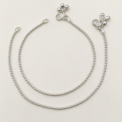 Silver Plain Anklet with Silver Balls - Eye Catching Anklet
