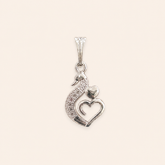 Silver Peacock Heart Shape pendant