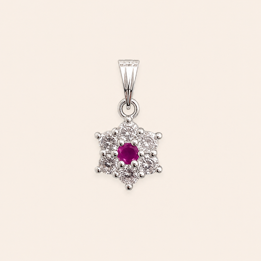 Silver 7 Stone Pendent with Pink and White Stones for Her