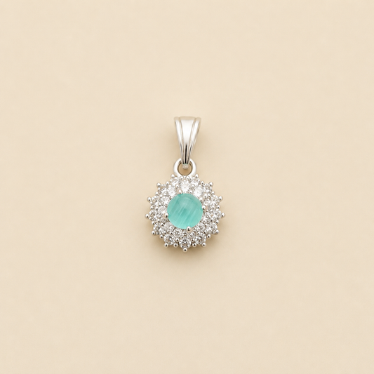 Silver Turquoise Colour Pendent with Cz Stones