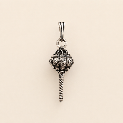 silver Oxidised Gada Pendant