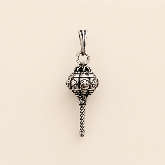 silver Oxidised Gada Pendant
