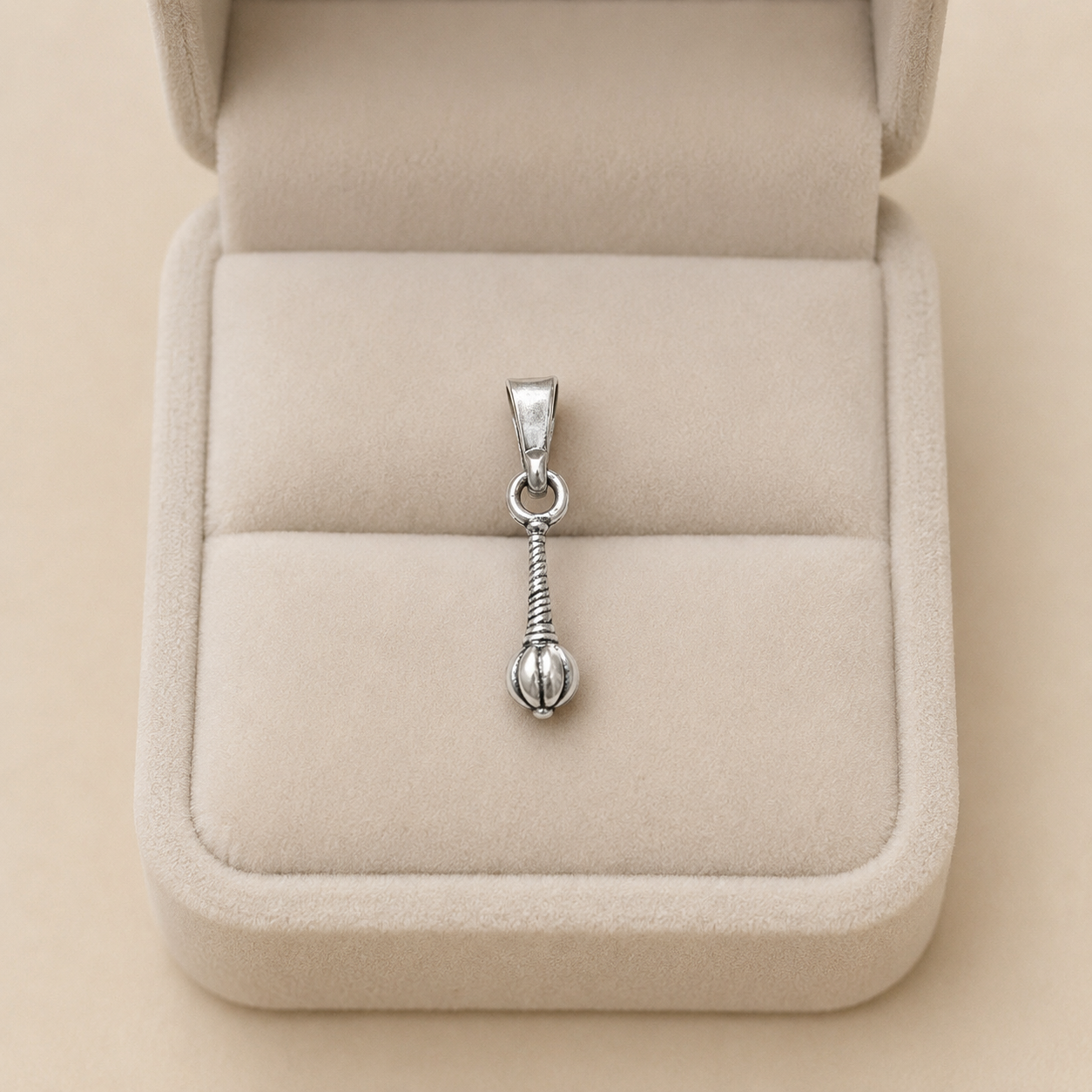 Silver Matte Finish Gada Pendant Small Size