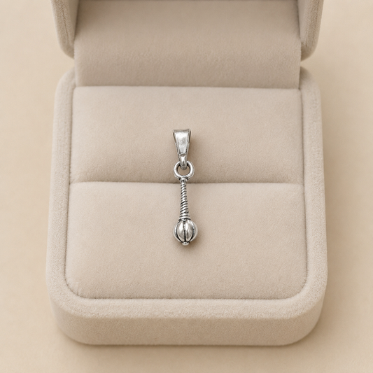 Silver Matte Finish Gada Pendant Small Size