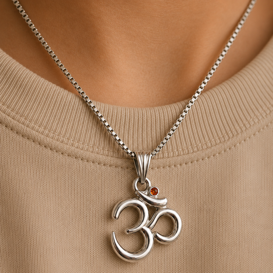 Silver Om Pendant - Simple and Elegant