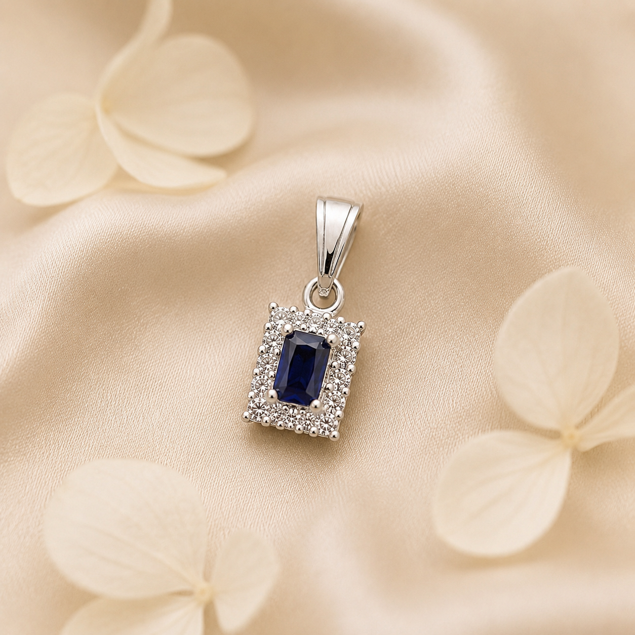 Silver Blue Stone Pendant for Daily Wear