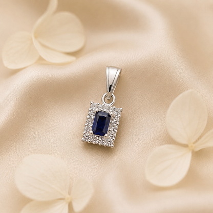 Silver Blue Stone Pendant for Daily Wear