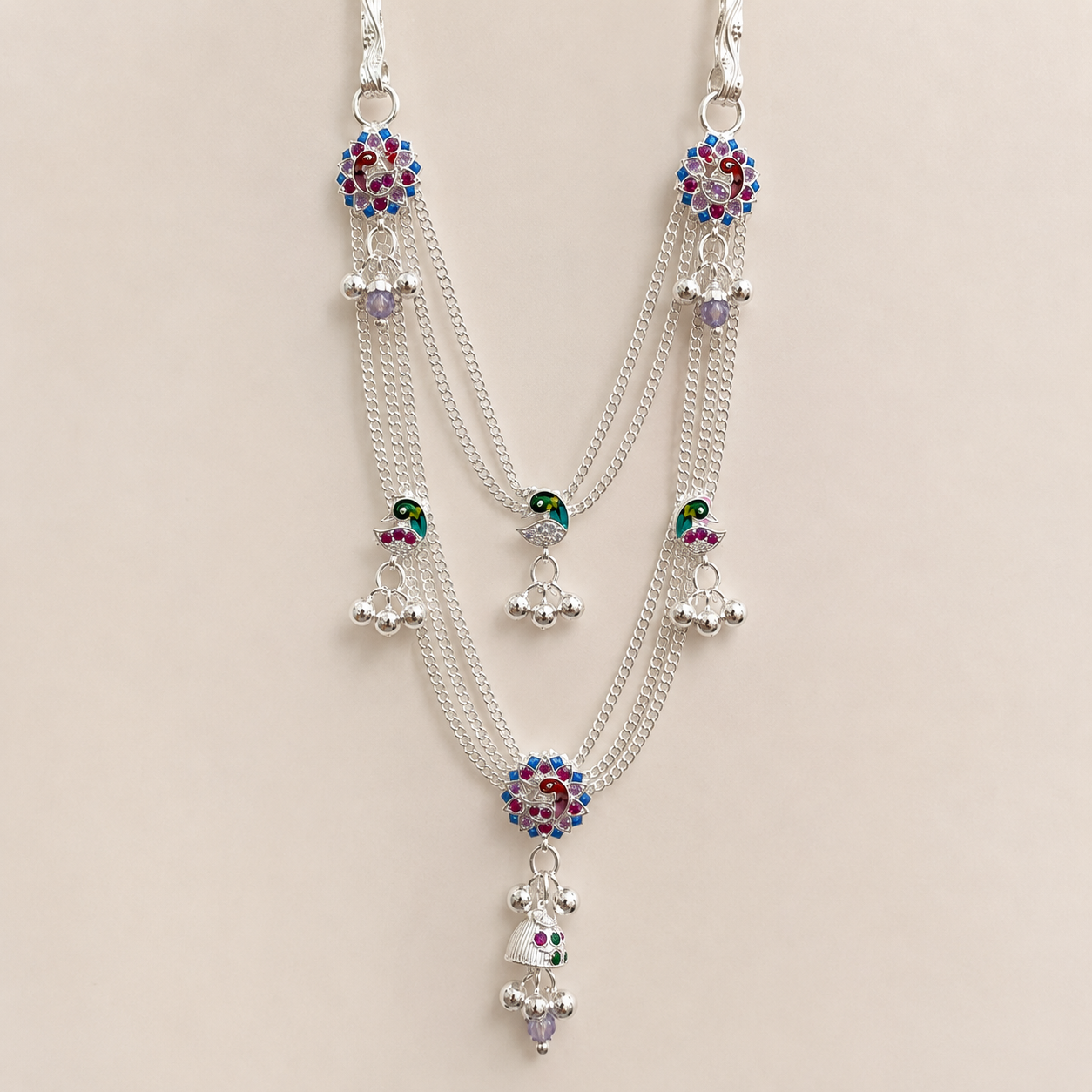 Silver Stylish Peacock 2 hook KamarBandh