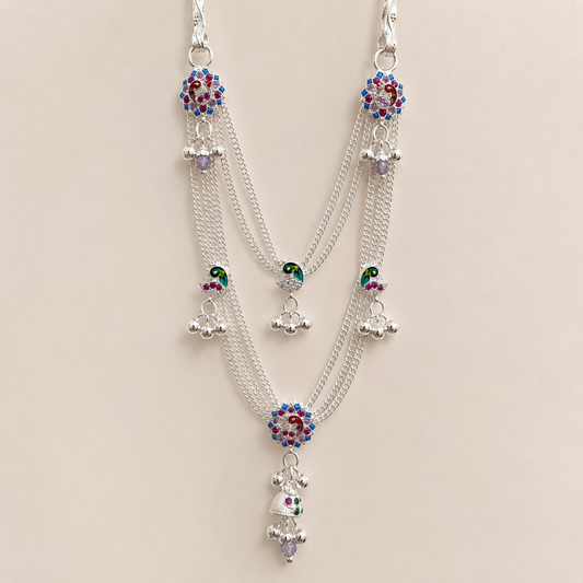 Silver Stylish Peacock 2 hook KamarBandh