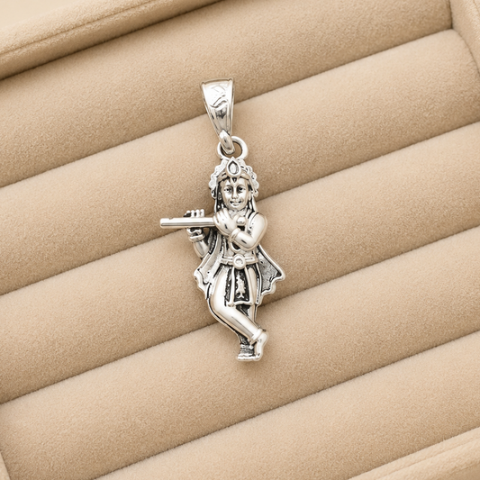 Silver Matte Finish Krishna Pendant