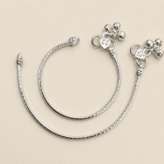 Silver 5.5 inch Plain Chain Style Kids Anklet