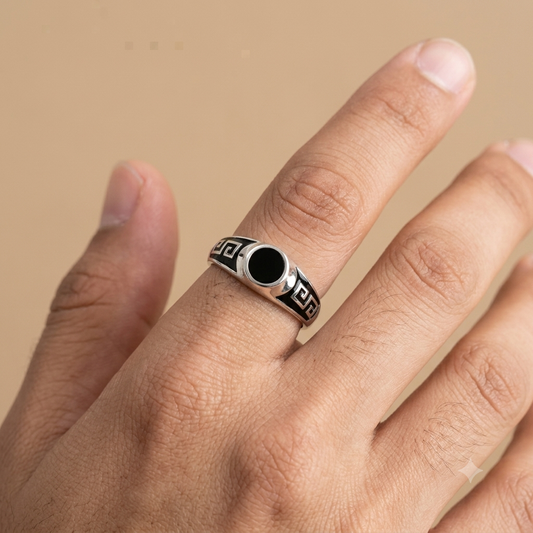 92.5 Pure Silver Black Enamel Sleek Ring