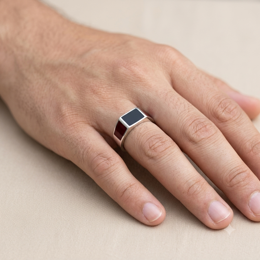 92.5 Pure Silver Plain Black Ring