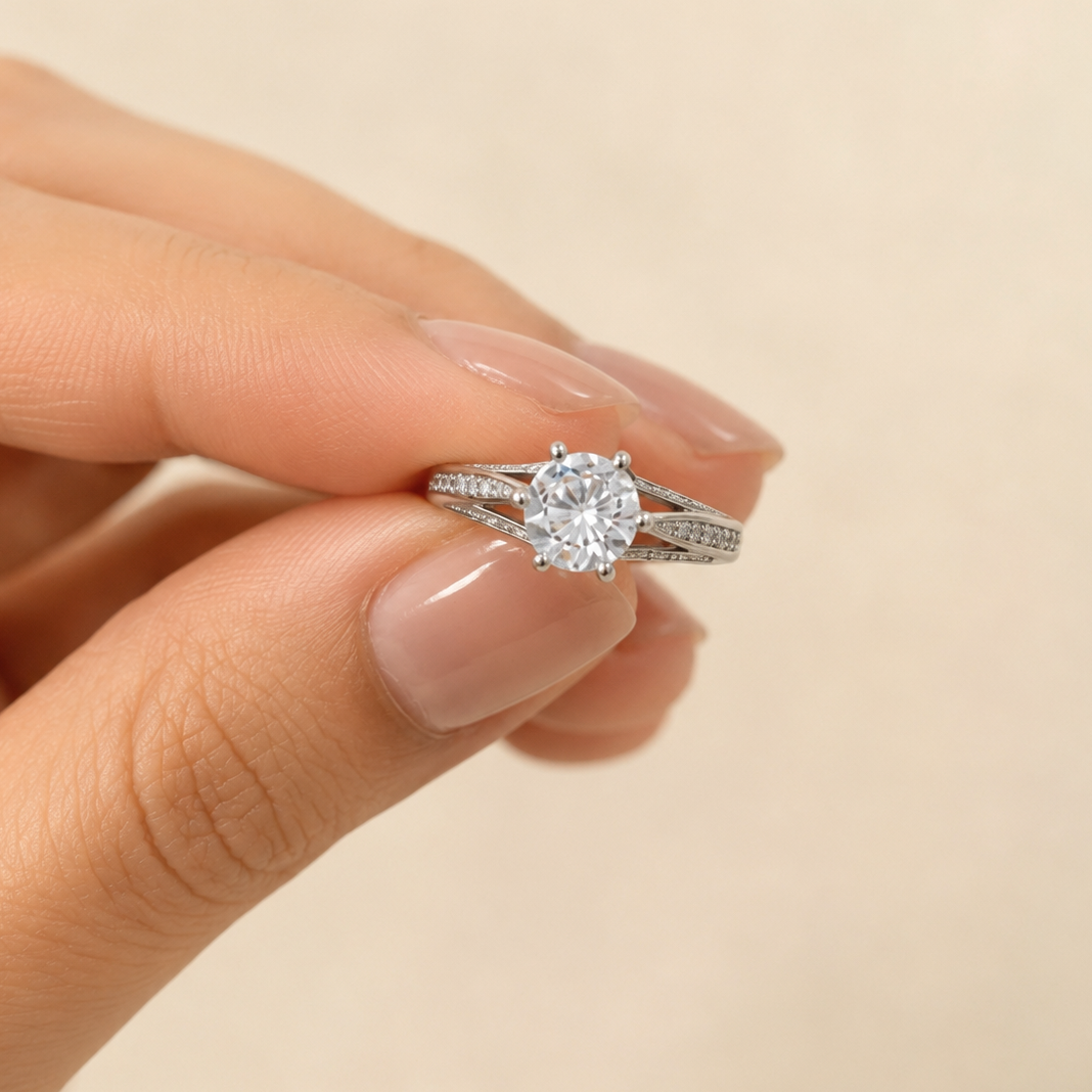 92.5 Pure Silver Single Stone Ring