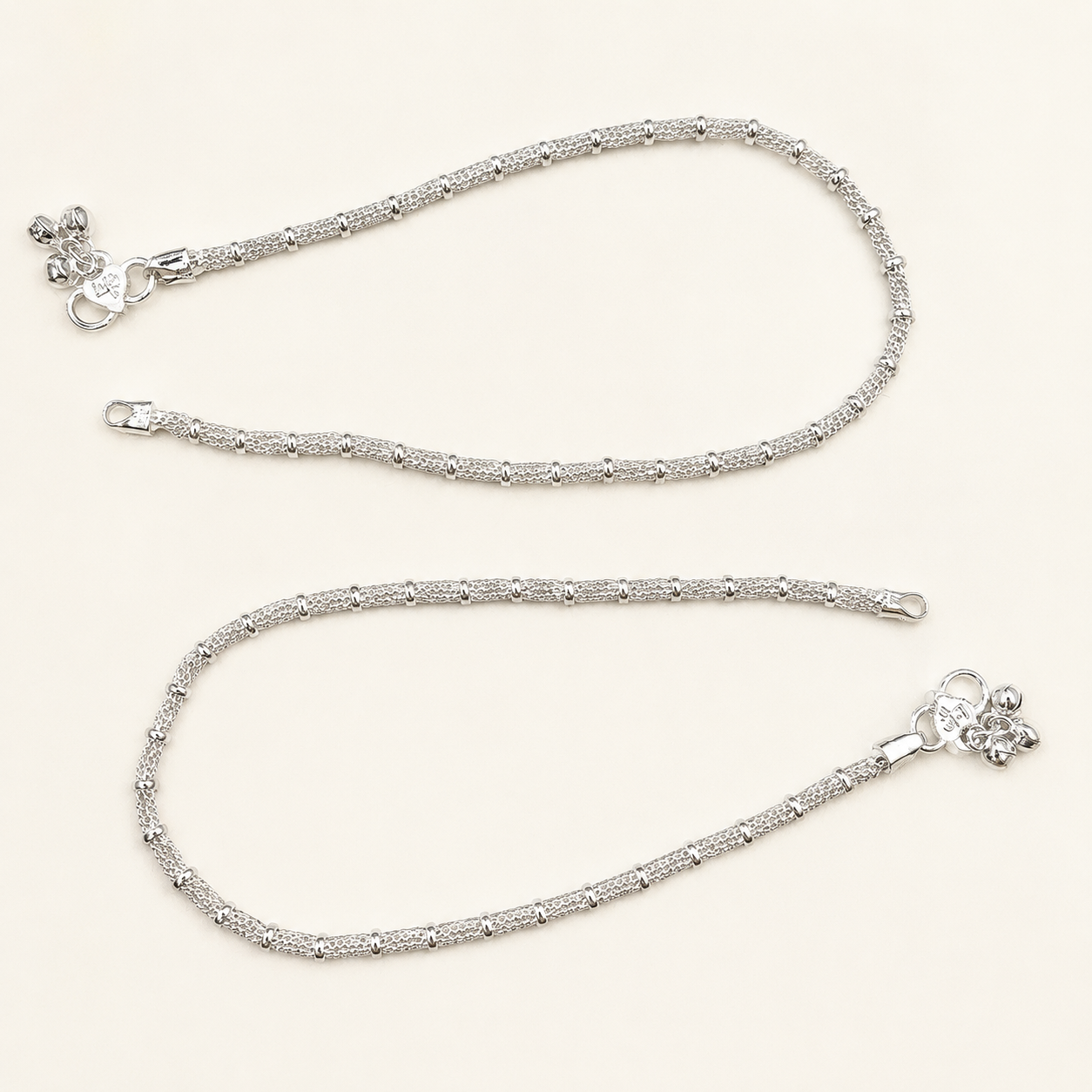 Silver Bunch Style Plain Anklet