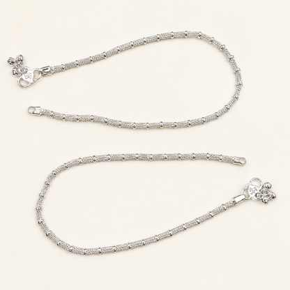 Silver Bunch Style Plain Anklet