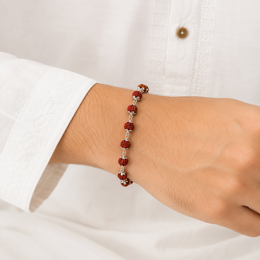 Silver Handmade Rudraksh Bracelet - Classic & Traditional