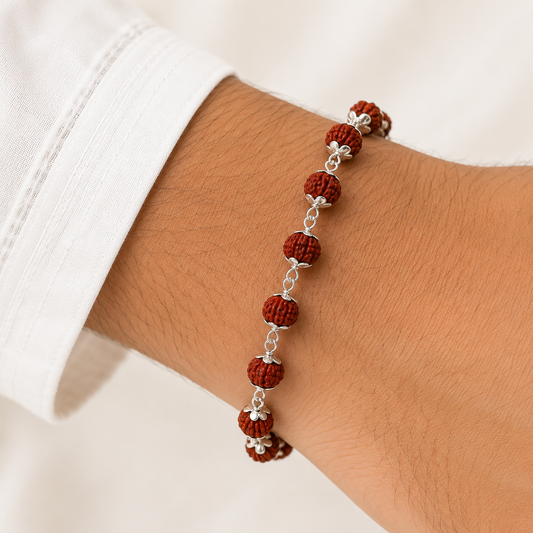 Silver Handmade Rudraksh Bracelet - Classic & Traditional