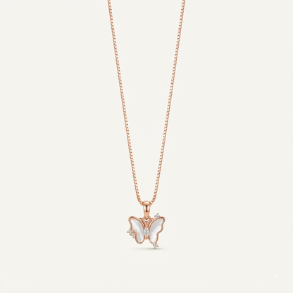 925 Silver Rose Gold Butterfly Chain-Pendant