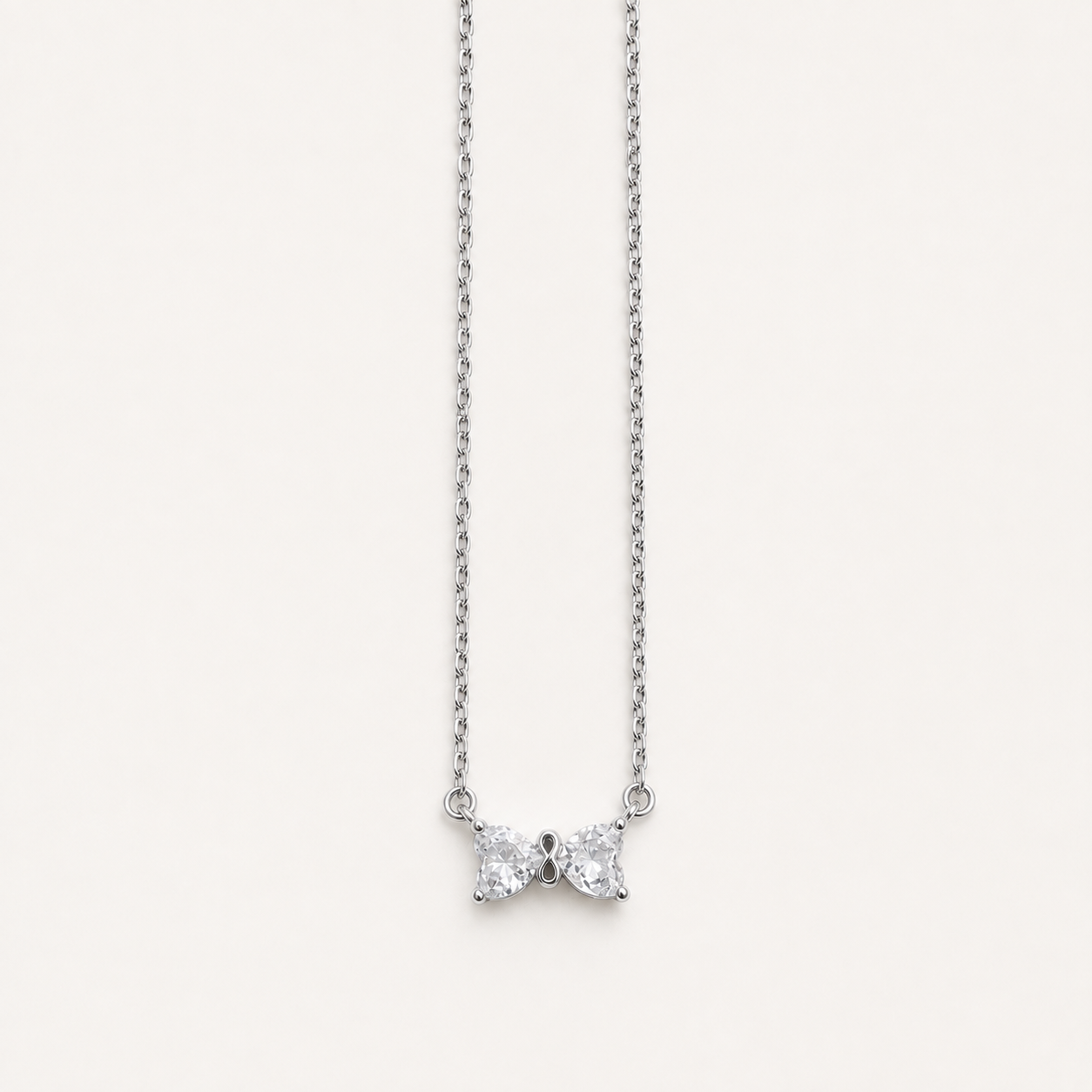 925 Silver Dual Heart Solitaire Chain-Pendant