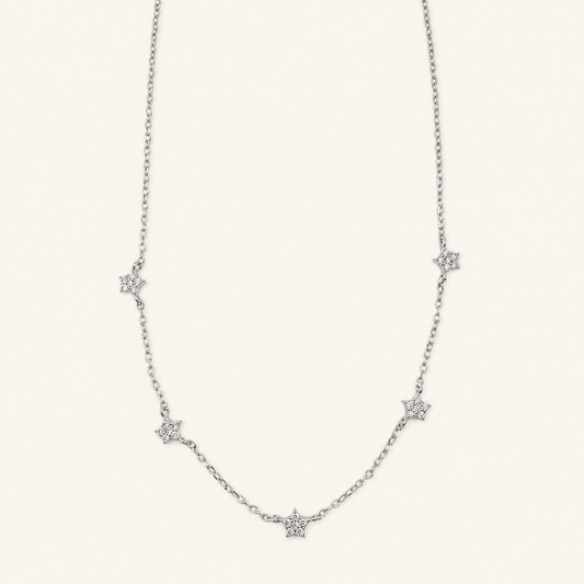 925 Silver 5 Star Charm Chain-Pendant