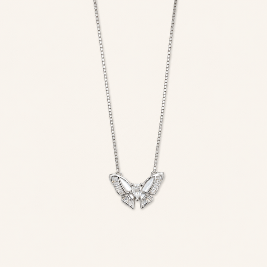 925 Silver Zircon Studded Butterfly Chain-Pendant