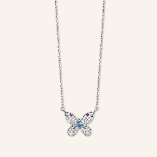 925 Silver Colour Stone Butterfly Chain-Pendant