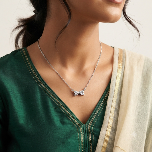 925 Silver Dual Heart Solitaire Chain-Pendant
