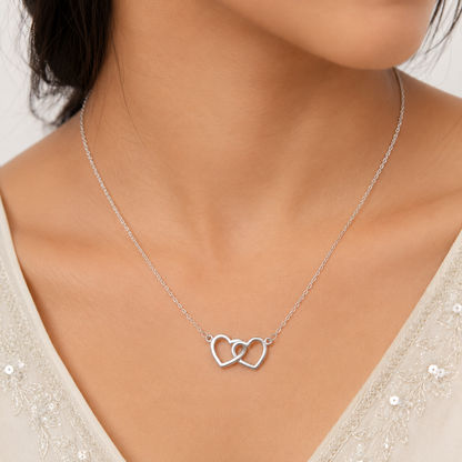 925 Silver Free Style Dual Hearts Chain-Pendant