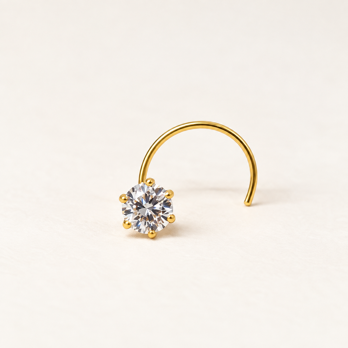 14K Gold Single Stone Nosepin