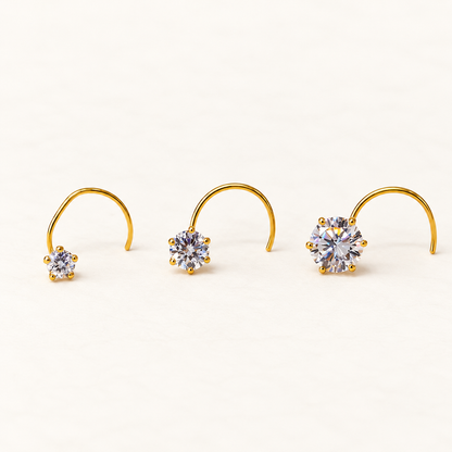 14K Gold Single Stone Nosepin
