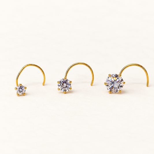 14K Gold Single Stone Nosepin