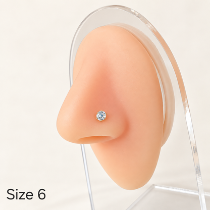14K Gold Single Stone Nosepin